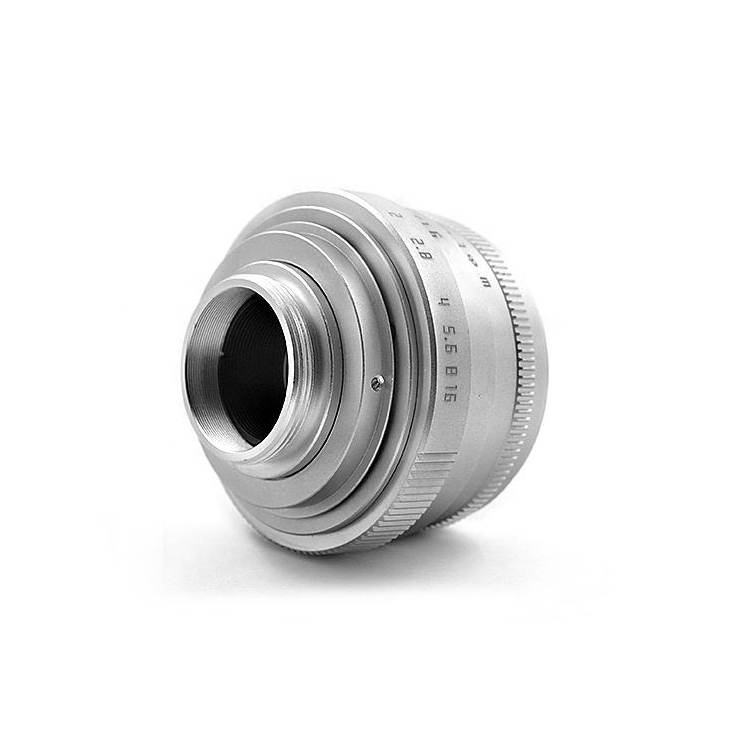 Silver/Black 35mm F1.6 C Mount CCTV Lens for M4/3 MFT CCTV & Adapter Camera Lens