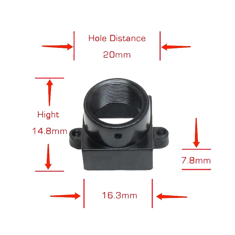 Black 14.5mm height aluminum alloy hole distance 20mm metal m12 lens holder