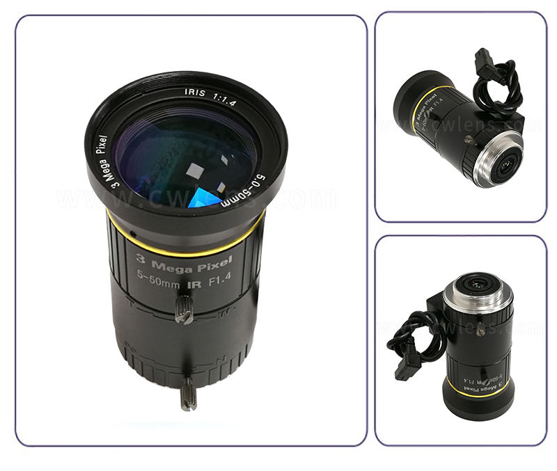 Varifocal lens 3MP Lens 5-50mm CS Mount With Manual iris F1.4 For industry CCTV IP Camera