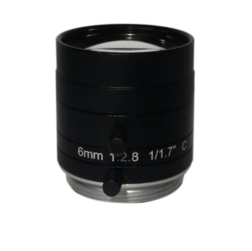 C-Mount FA lens 1/1.7"inch format 6mm focal length 5MP F2.8 iris lens for Machine Vision
