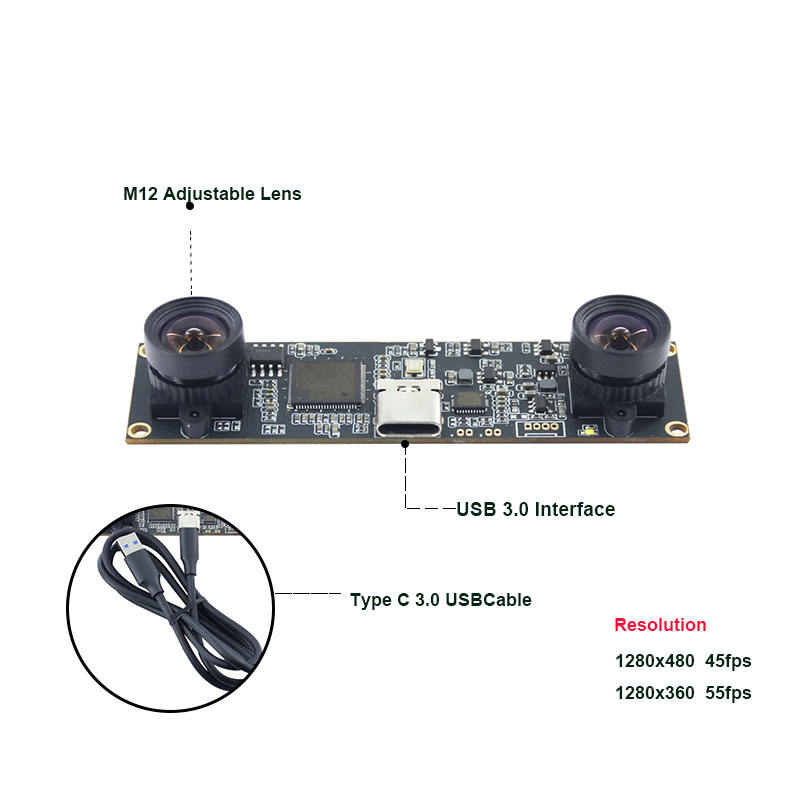 1MP HD OV9732 USB3.0 Dual Camera Module For 3D Depth Measurement