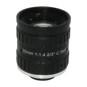 C-mount 2/3inch Monitoring Camera lenses with 5MP resolution 25mm F1.4 iris CCTV Lens