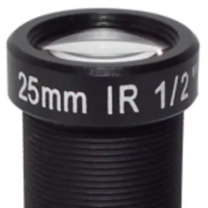 CCTV camera lens with M12 mount 5MP resolution 25mm focal length and 1/2" format