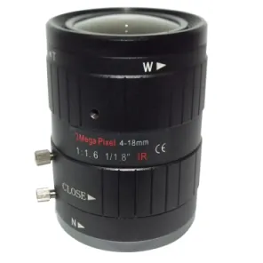 CS-Mount 1/1.8" 4-18mm Varifocal Zoom 3MP F1.6 and Manual Iris IR Correction Lens